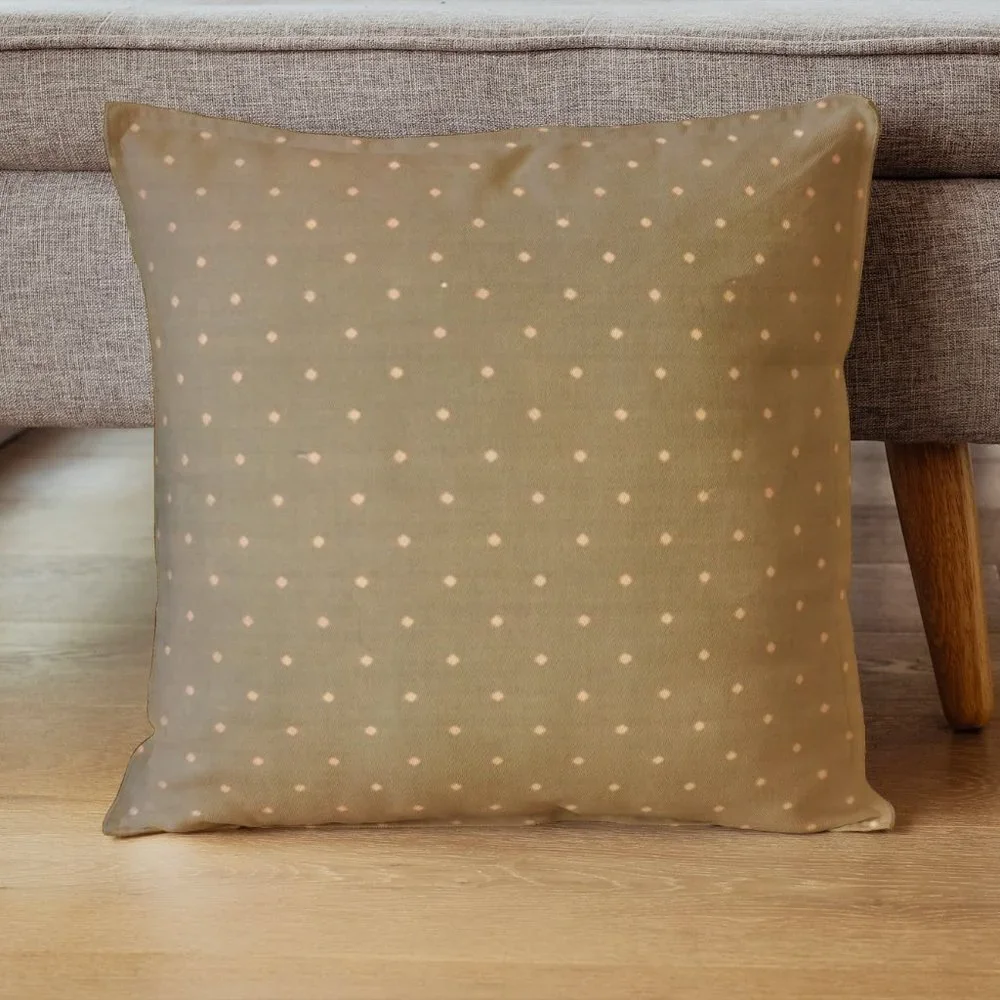 Pair of Sage Green Throw Pillows with Embroidered Dots
